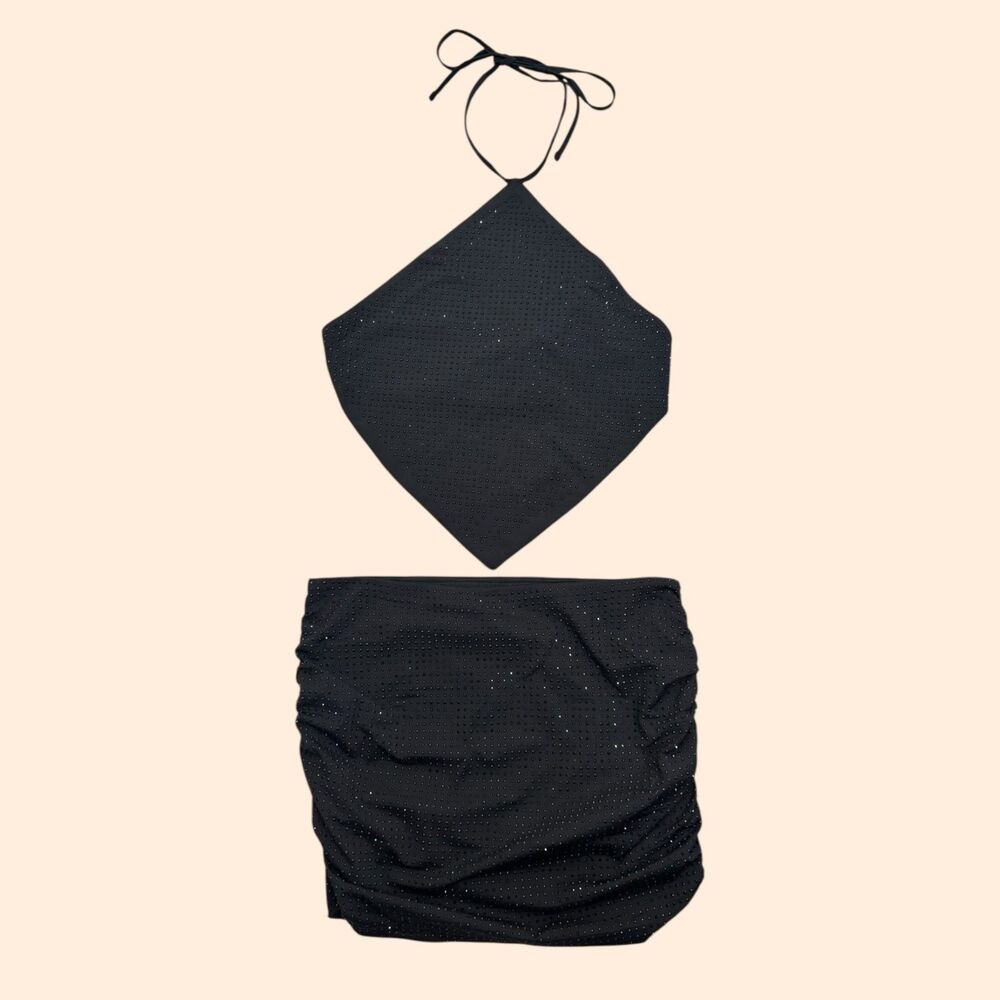 Edikted Rhinestone Black Skirt Set - Picture 2 of 5